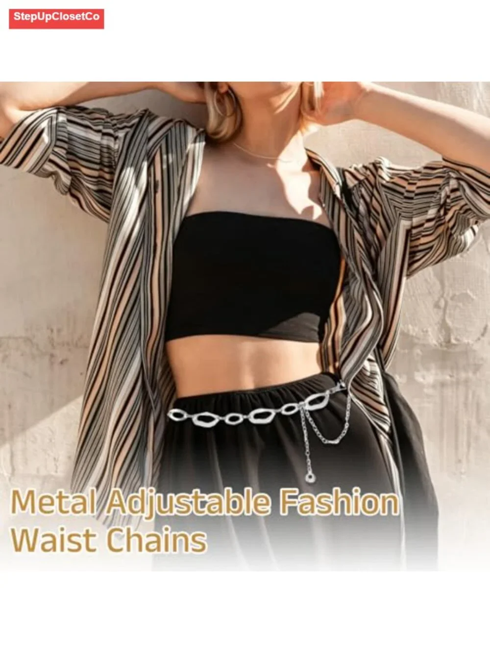 Women's Adjustable Waist Chain Belt Metal Alloy